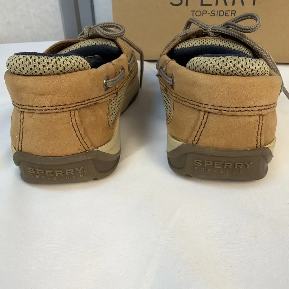 Preppy Sperry Top-Sider Lanyard Boys Leather Boat Shoes Size 2M - With Box